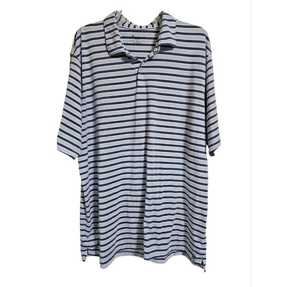 Peter Millar Polo Seaside Blue Stripes Short Sleeve Shirt Size XL